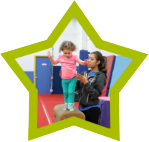 Blooming Bounders is a 60-Minute class where children gradually transition from parental supervision to independent participation. Children are encouraged to learn in a structured class involving fun group skills, taking turns, exciting games, songs, and individual apparatus instruction.
